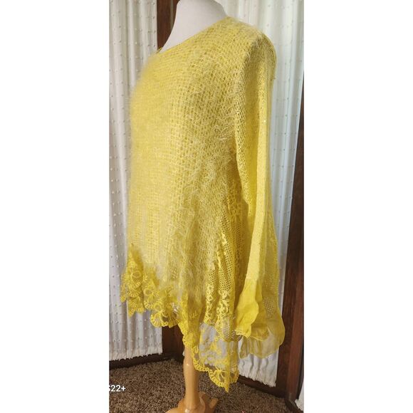 S45 Lacy, sparkly, sunny yellow sweater - Picture 11 of 11